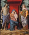 Virgen y niño con la Magdalena y San Juan Bautista pintor renacentista Andrea Mantegna